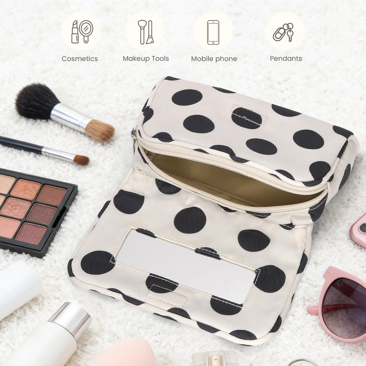 Hibilog makeup bag in trendy polka dot pattern