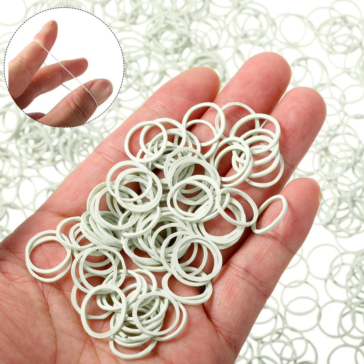 Hicarer Mini Rubber Hair Bands 1000 pcs close-up of elastic bands