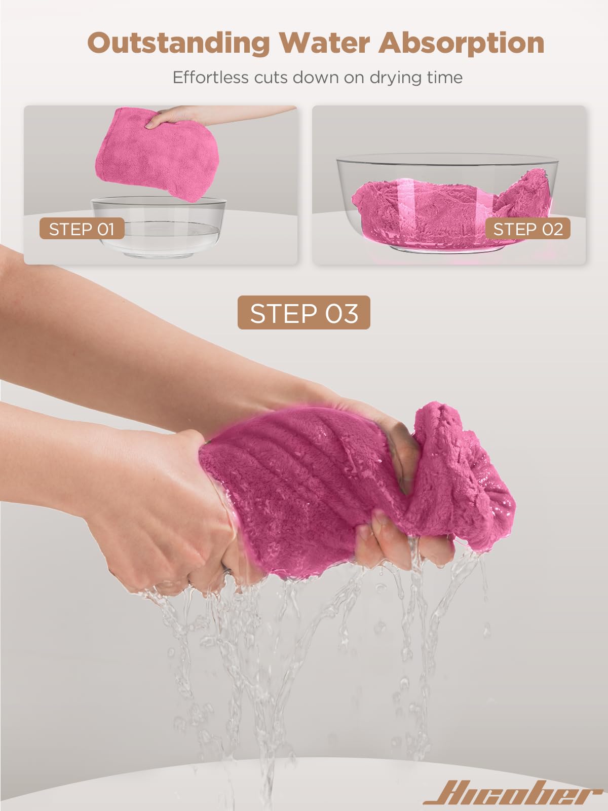 Hicober Microfiber Hair Towel Wrap Aqua Peach Pink lifestyle scene