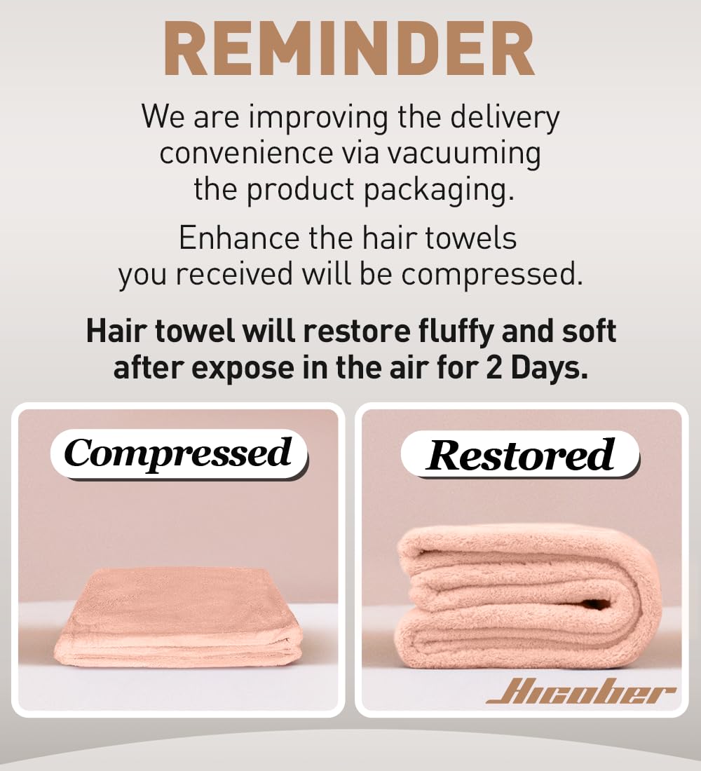 Hicober Microfiber Hair Towel Wrap Aqua Peach Pink on a bathroom shelf
