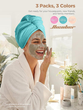 Hicober Microfiber Hair Towel Wrap Aqua Peach Pink packaging