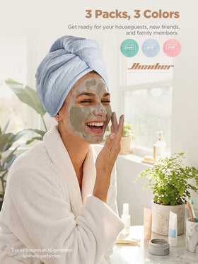 Hicober Microfiber Hair Towel Wrap Blue in use