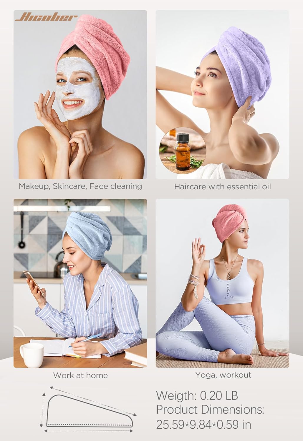 Hicober Microfiber Hair Towel Wrap close-up of soft texture
