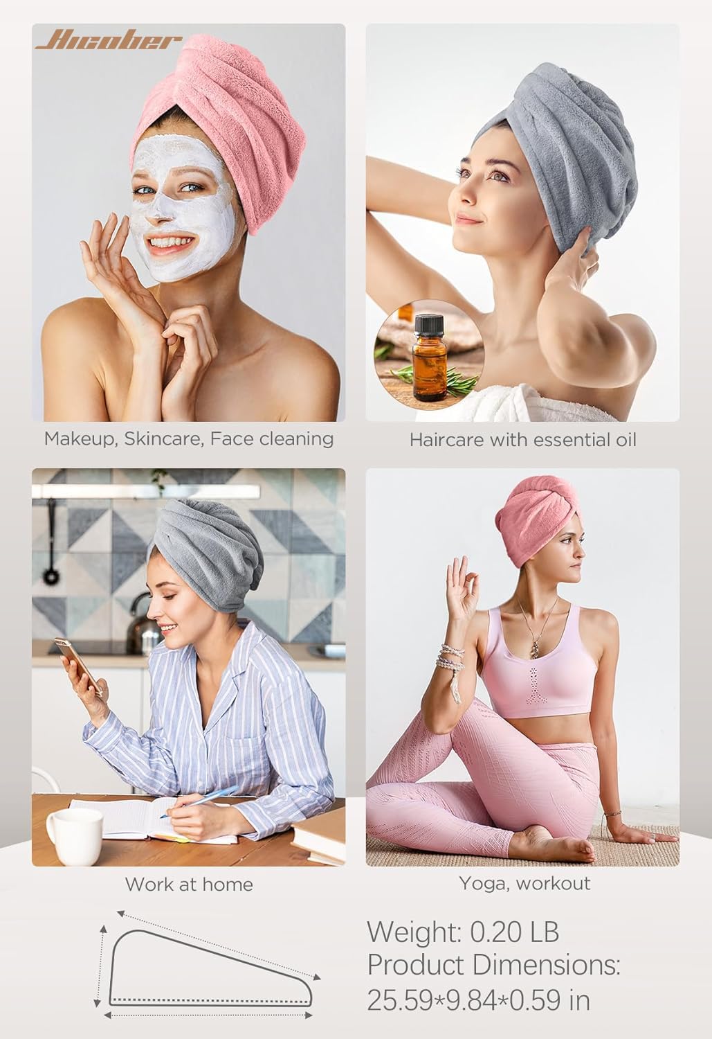 Hicober Microfiber Hair Towel Wrap folded neatly