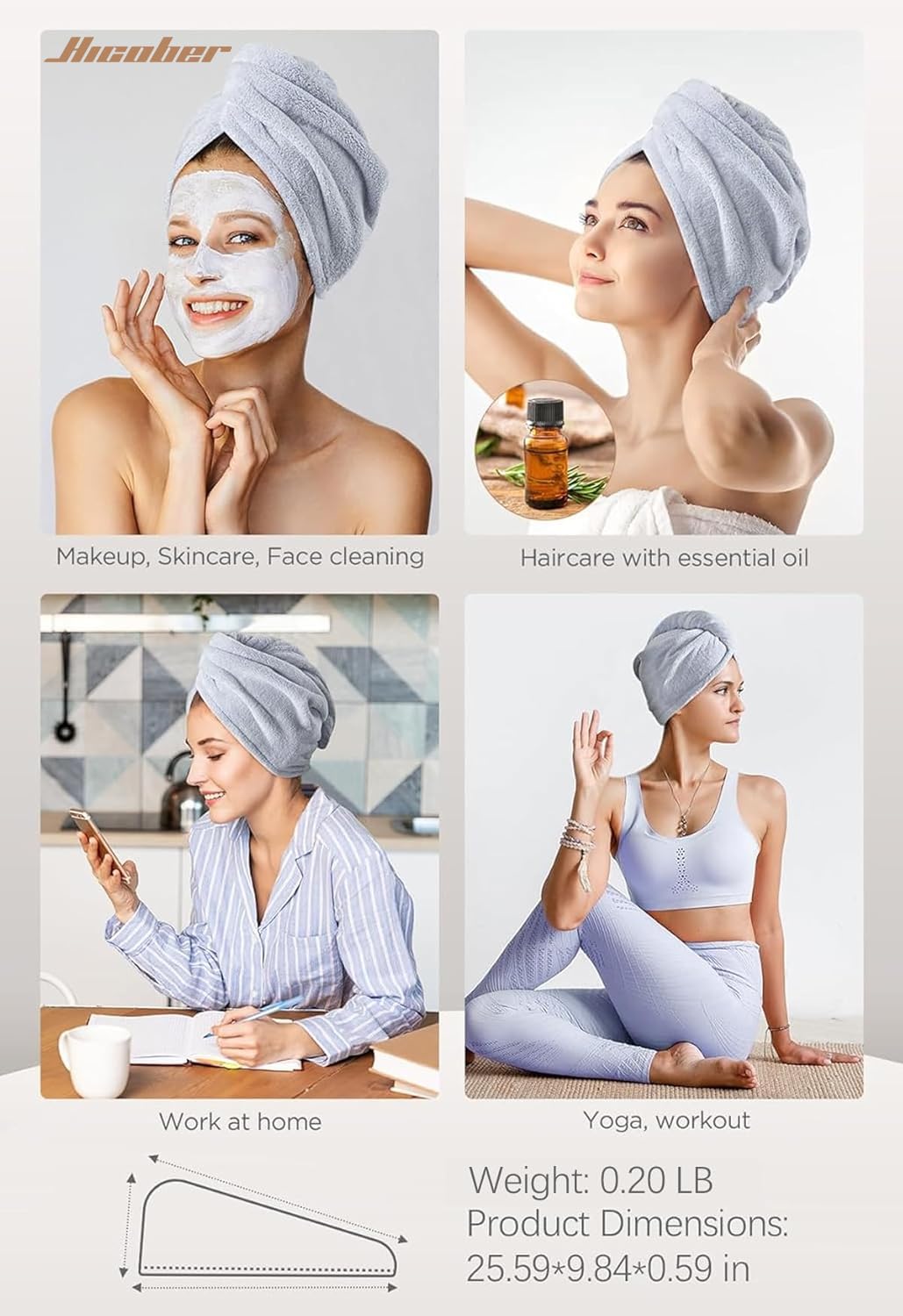 Hicober Microfiber Hair Towel Wrap folded neatly in a travel bag