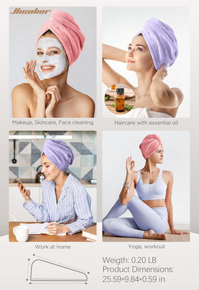 Hicober Microfiber Hair Towel Wrap folded on a bathroom counter