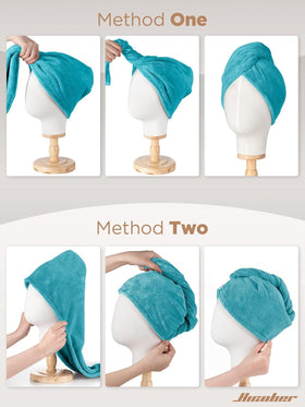 Hicober Microfiber Hair Towel Wrap in Navy, back view