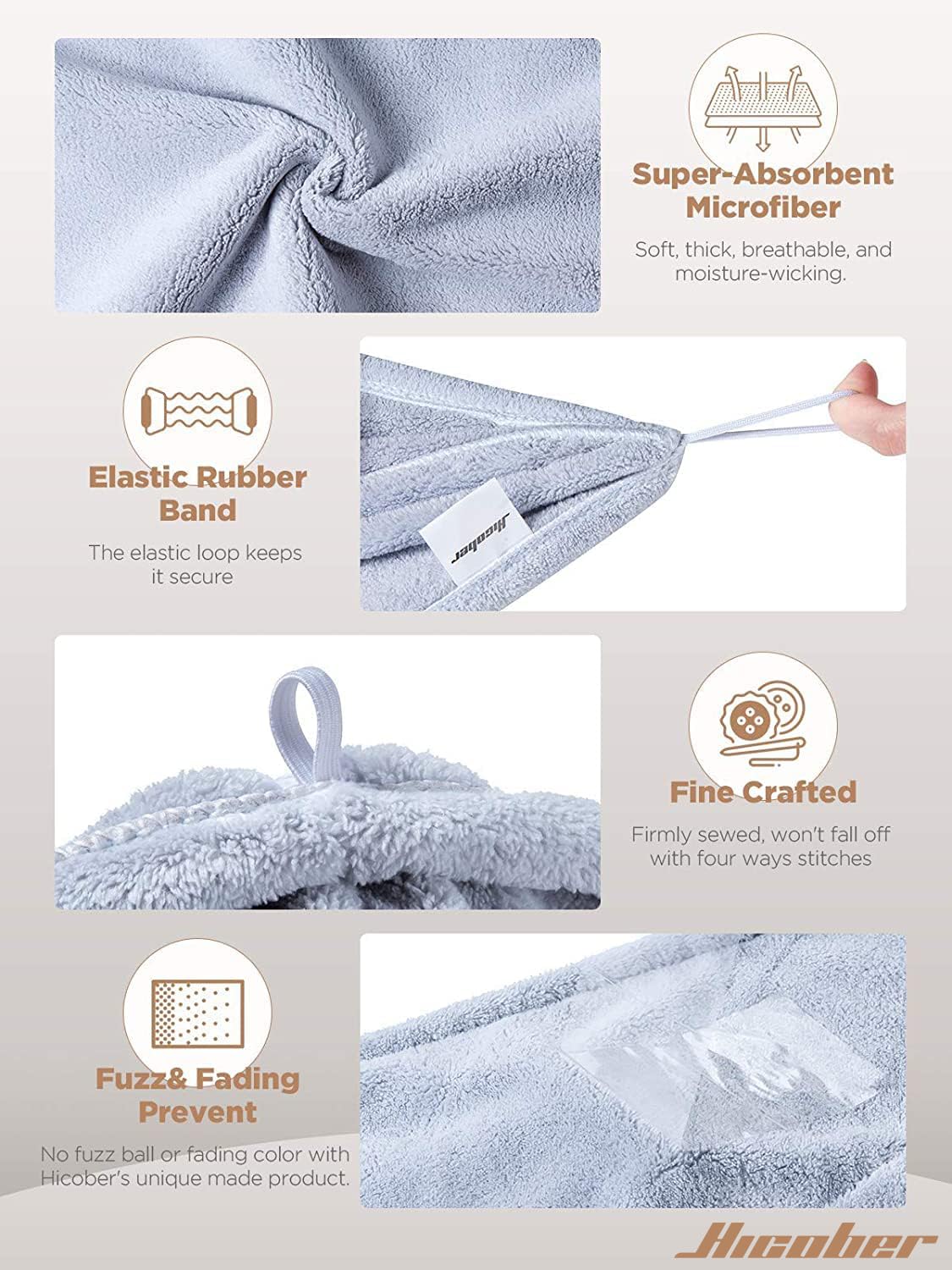 Hicober Microfiber Hair Towel Wrap in use during skincare routine