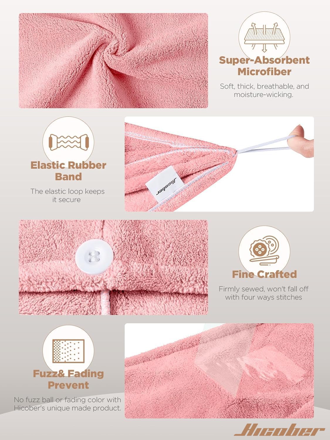 Hicober Microfiber Hair Towel Wrap in use during skincare routine