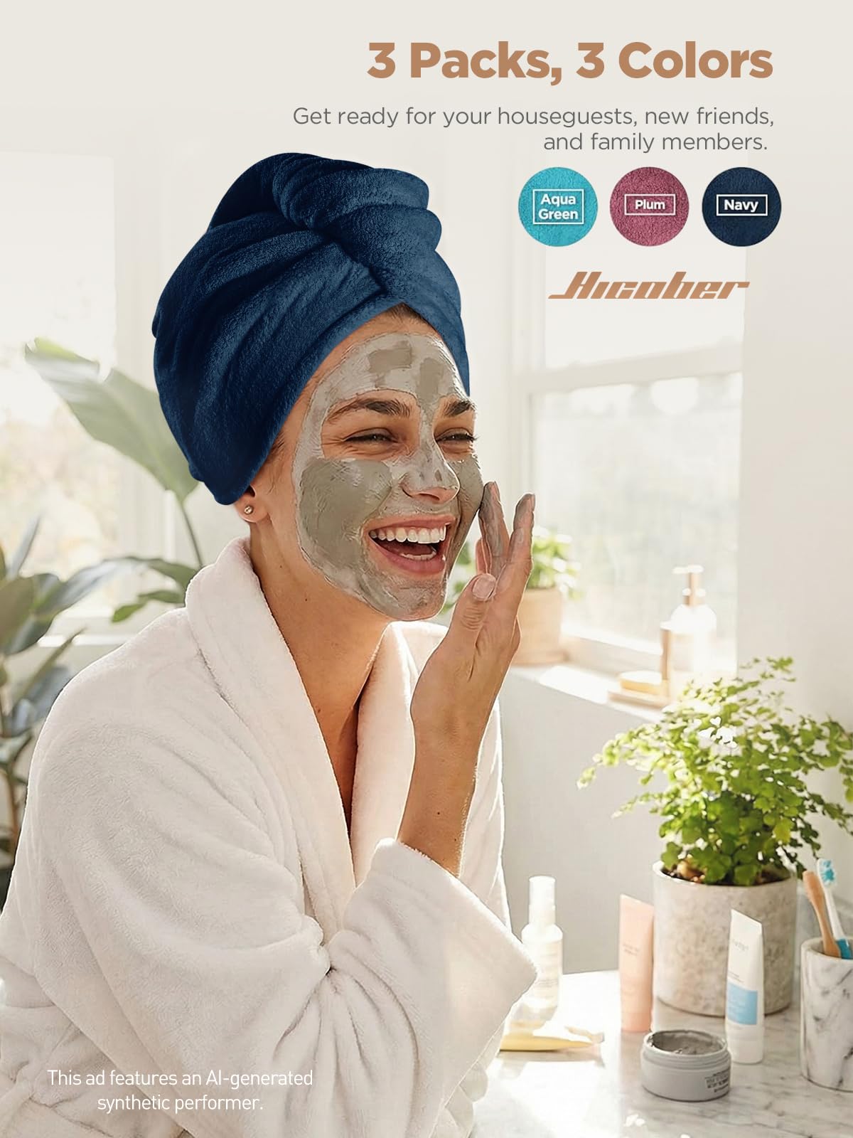 Hicober Microfiber Hair Towel Wrap laid flat to show texture