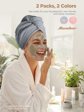 Hicober Microfiber Hair Towel Wrap lifestyle scene in bathroom