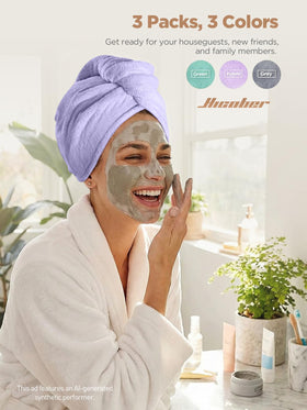 Hicober Microfiber Hair Towel Wraps displayed together