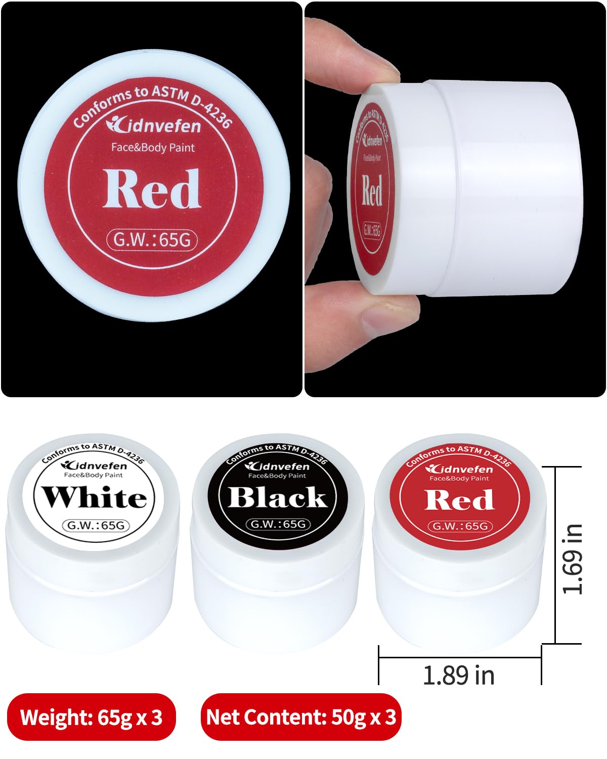 Hidnvefen face paint brushes included in the kit