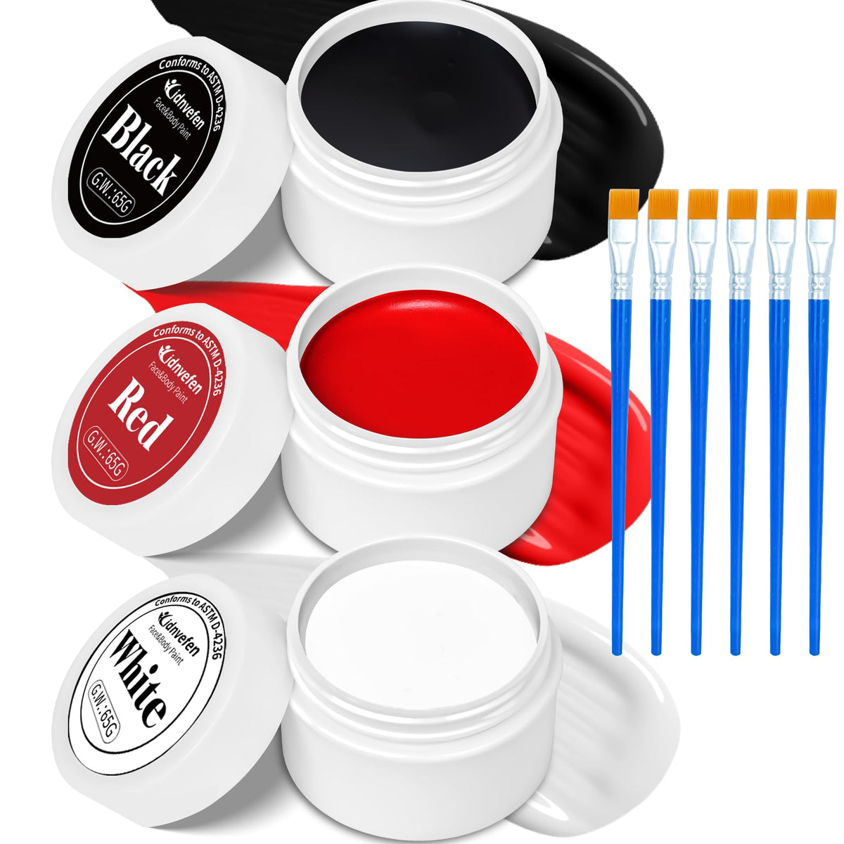 Hidnvefen Oil Based Face & Body Paint Set with 3 colours and brushes