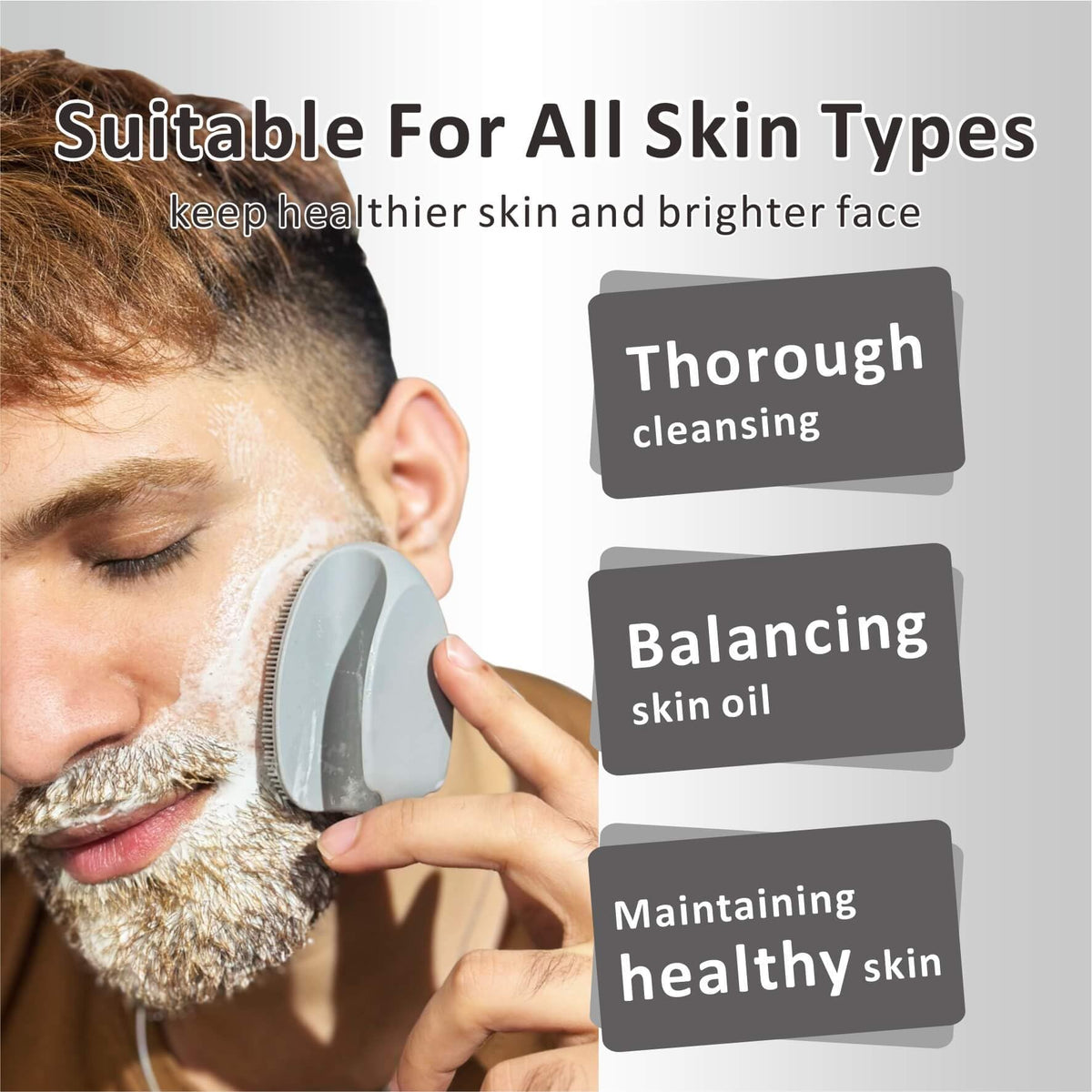 HIEERBUS Silicone Face Scrubber in use on a face