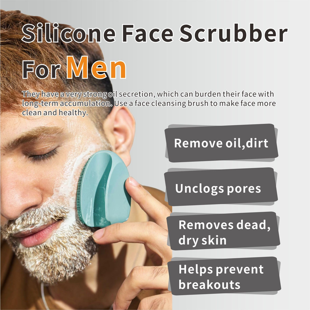 HIEERBUS Silicone Face Scrubber pink model front view