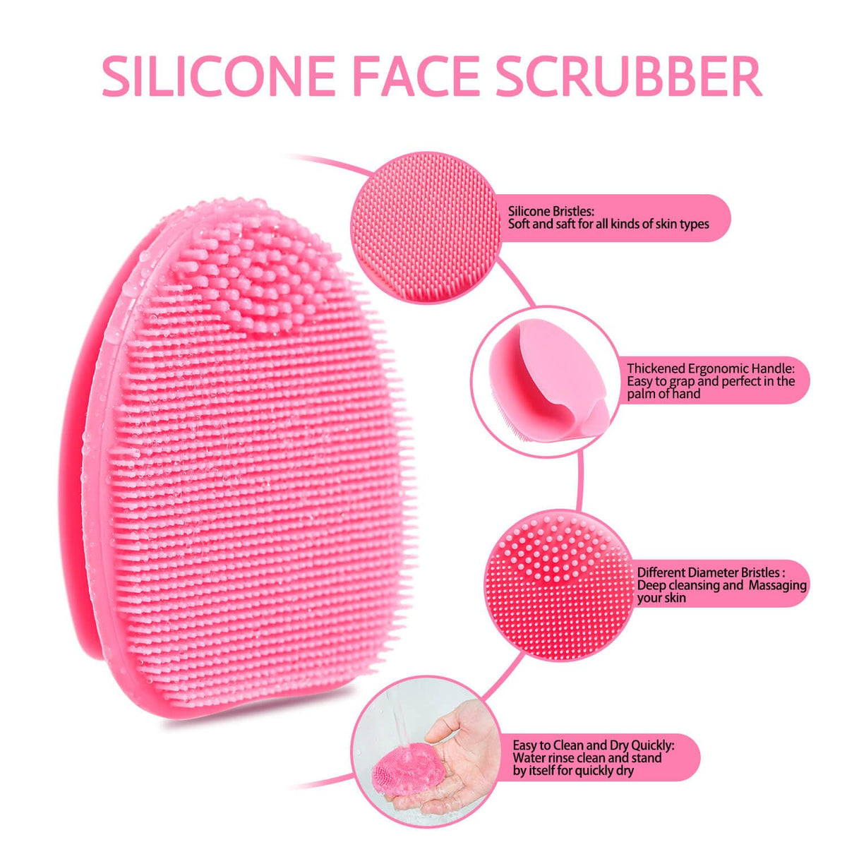 HIEERBUS Silicone Face Scrubber standing upright for drainage