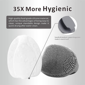 HIEERBUS Silicone Face Scrubber standing upright for drying