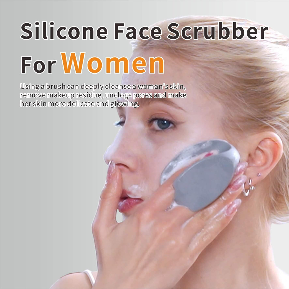 HIEERBUS Soft Silicone Face Scrubber ergonomic handle close-up