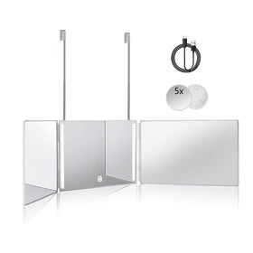 HIEEY 3 Way 360 Trifold Mirror with LED front view