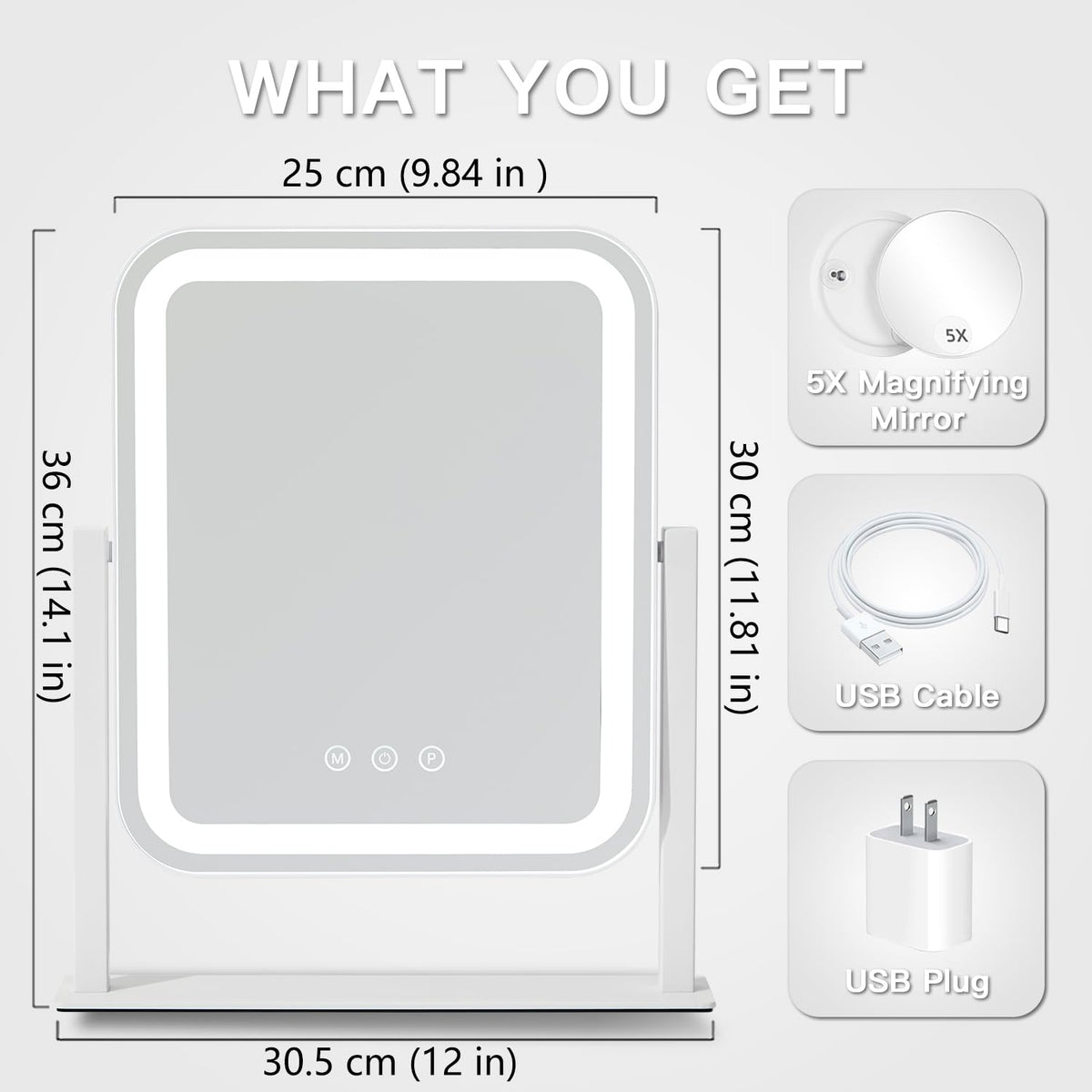 HIEEY Vanity Mirror 360° rotation display on a tabletop