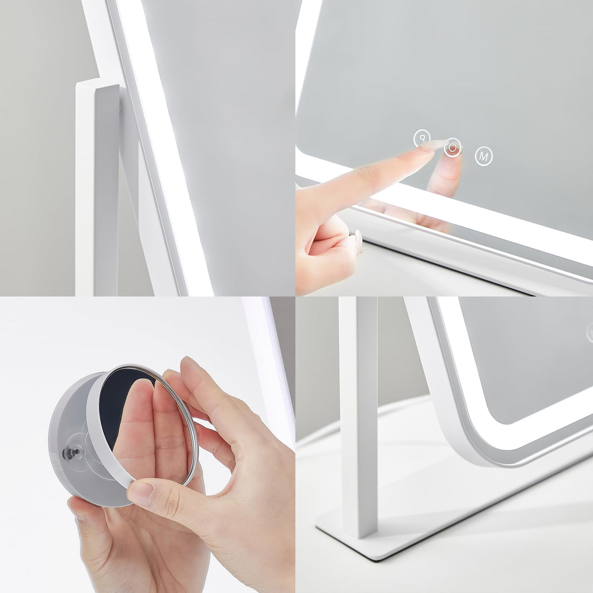 HIEEY Vanity Mirror with detachable magnifying mirror attached