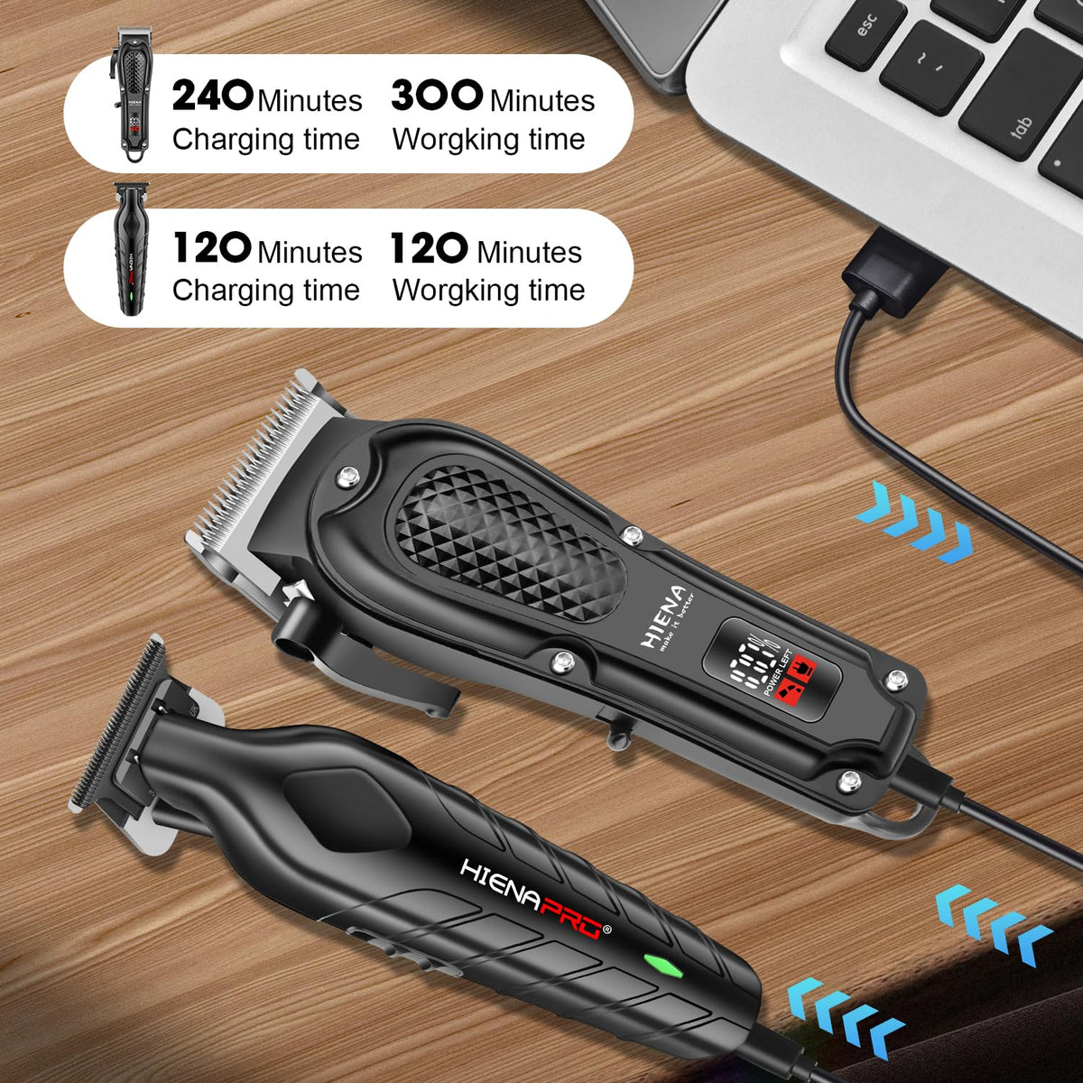 HIENA PRO clippers and trimmer side view