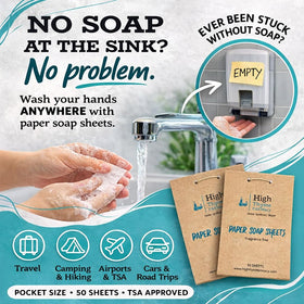 High Thyme FARMacy Travel Soap Sheets packaging with three packs