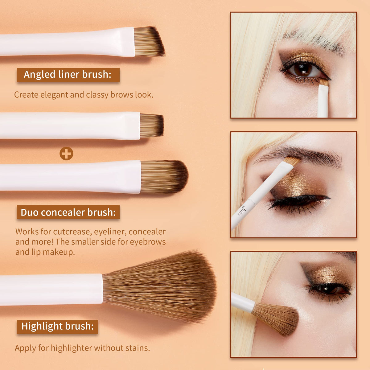 Highlight brush included in Jessup eye makeup brush set