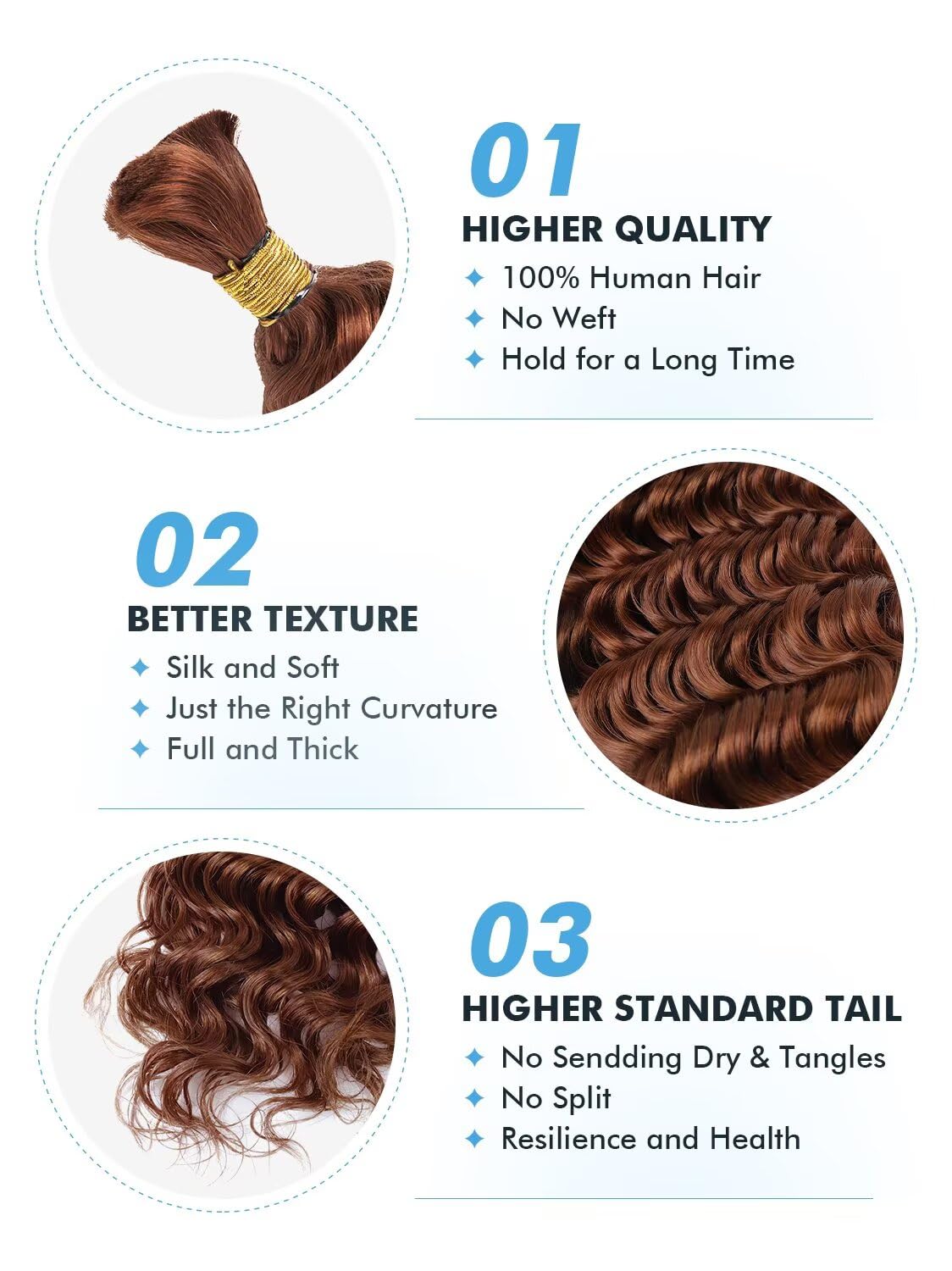 Highlight Human Braiding Hair 150g 18 Inch close-up of curls