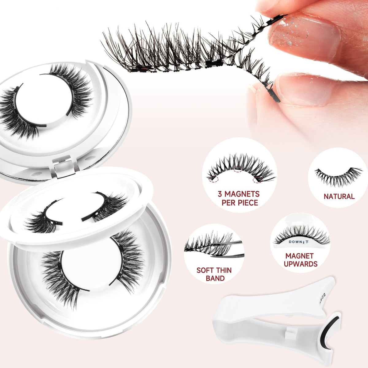 Higu clace Magnetic Eyelashes being applied using the magnetic applicator