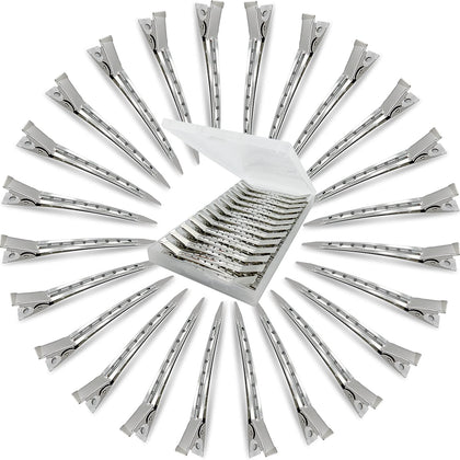 HiJeaton 24Pcs metal duck billed hair clips in storage box