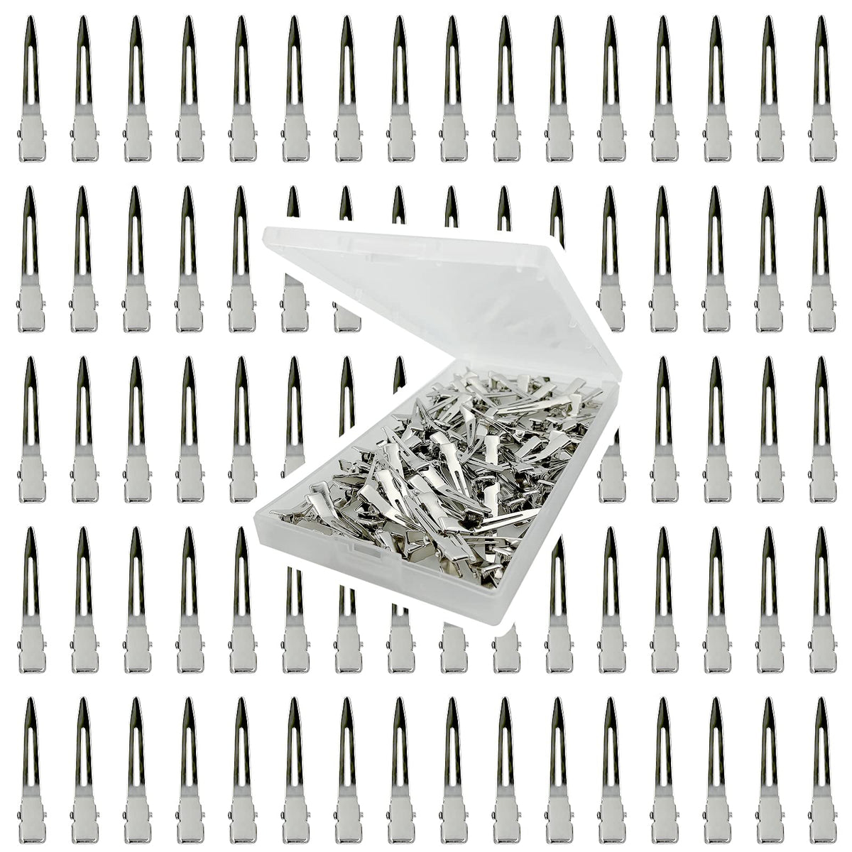 HiJeaton Metal Silver Loc Clips assorted sizes in storage box