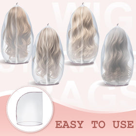 Hillban wig storage bags on a travel suitcase for convenience