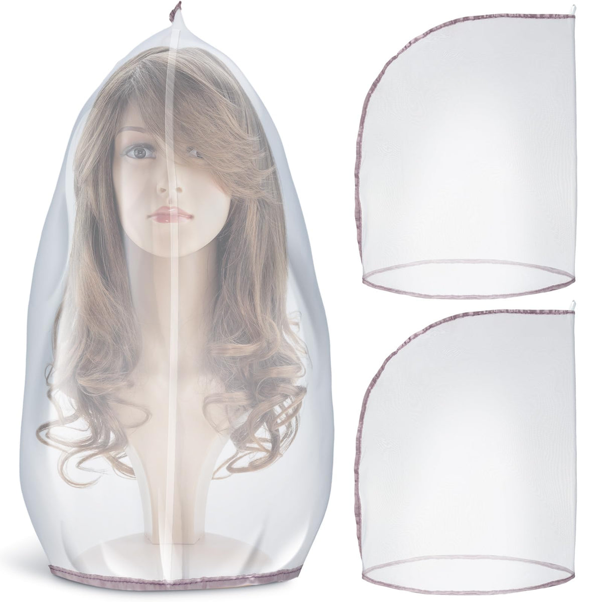 Hillban wig storage bags three pieces in silver colour