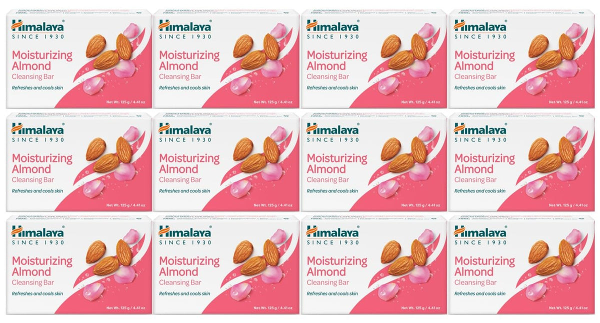 Himalaya Moisturizing Almond Cleansing Bar Soap front view, 12 pack