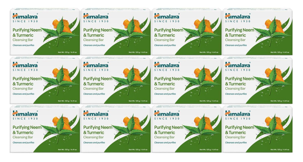 Himalaya Purifying Neem & Turmeric Cleansing Bar Soap front view, 12 pack