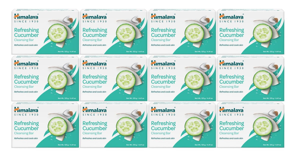 Himalaya Refreshing Cucumber Cleansing Bar Soap front view, 4.41 oz