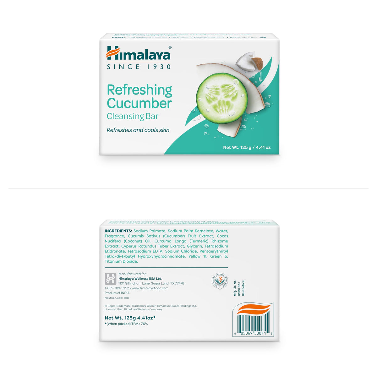 Himalaya Refreshing Cucumber Cleansing Bar Soap packaging with 12 bars