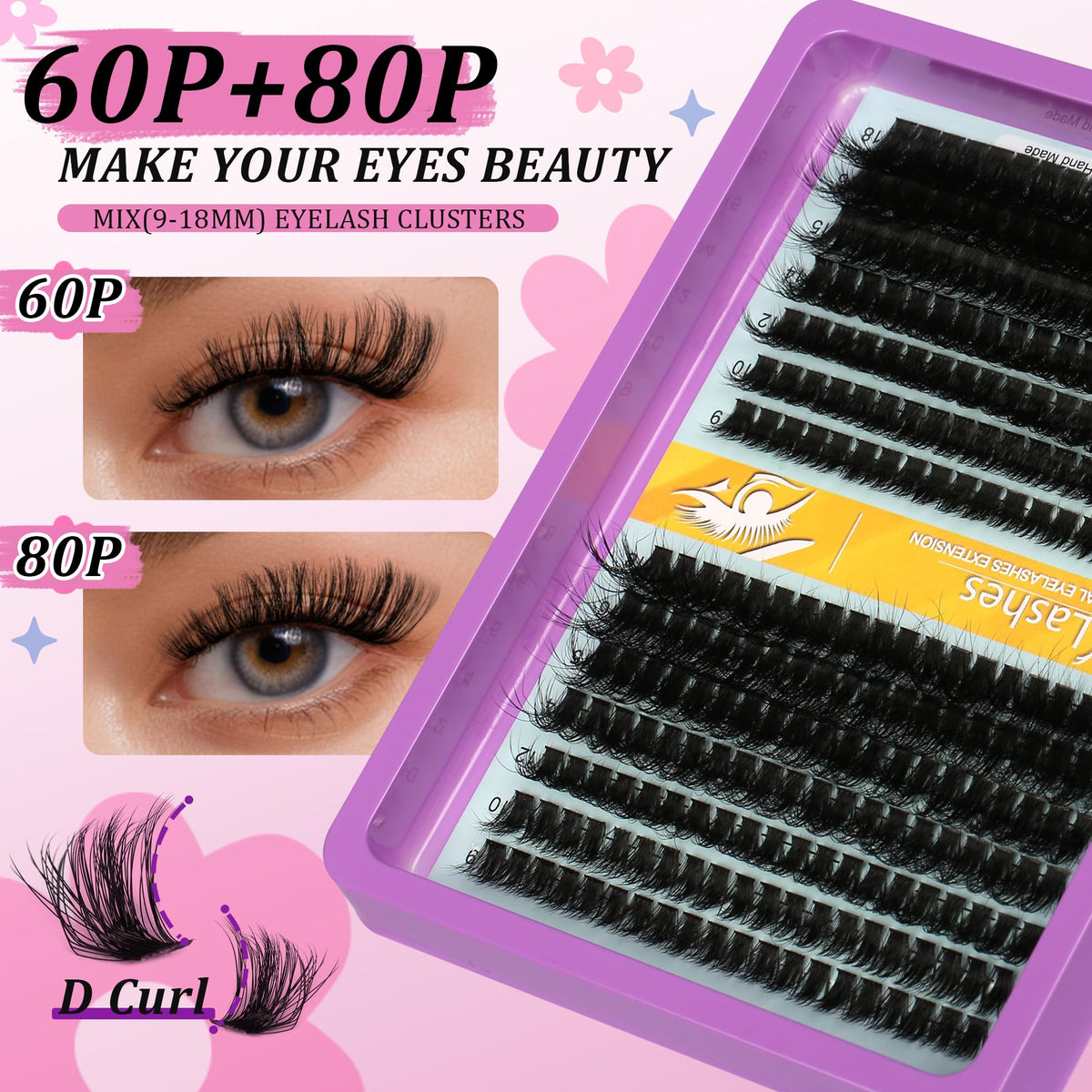 Himirell Lash Cluster 280 Pcs on model's eyes