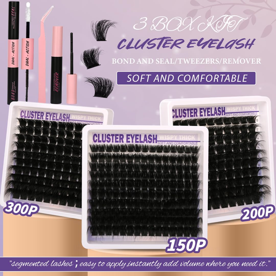 Himirell Lashes Clusters Kit displayed with makeup remover