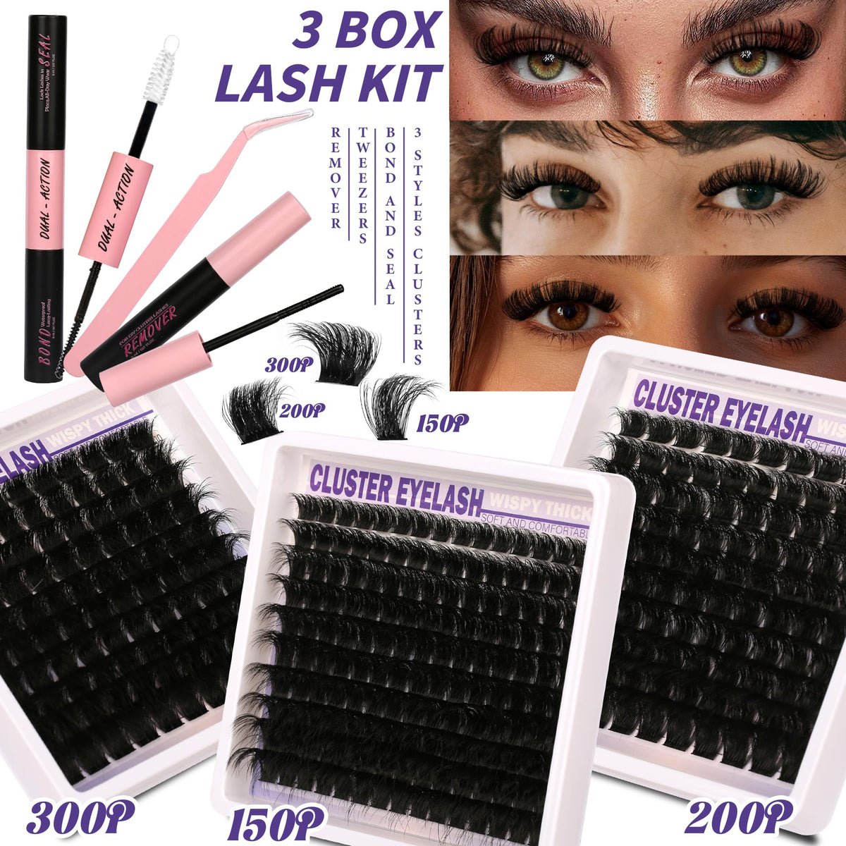 Himirell Lashes Clusters Kit packaging showing contents