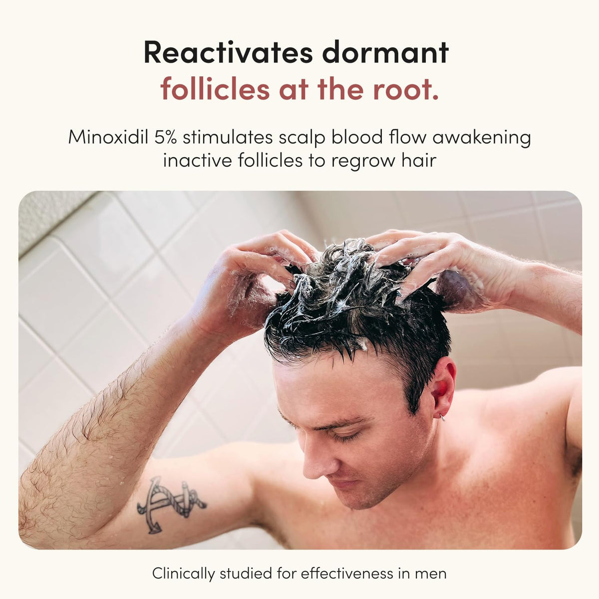 HIMS & HERS Hair Regrowth 5% Minoxidil foam application