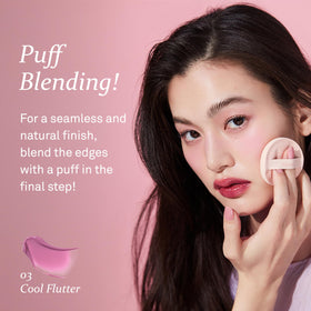 HINCE Dewy Liquid Cheek Blush Cool Flutter applied on skin