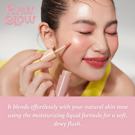 HINCE Dewy Liquid Cheek Blush in use with makeup