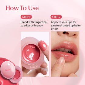 HINCE Raw Glow Dewy Ball Tinted Lip Balm Fig Rain in makeup pouch