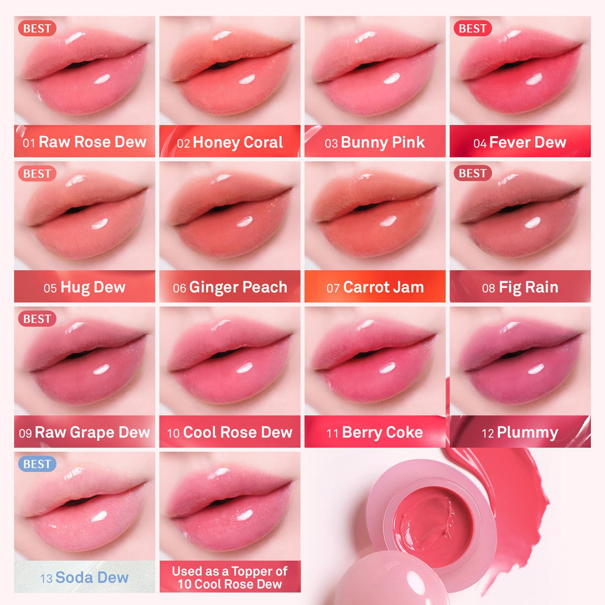 HINCE Raw Glow Dewy Ball Tinted Lip Balm Fig Rain with other beauty products