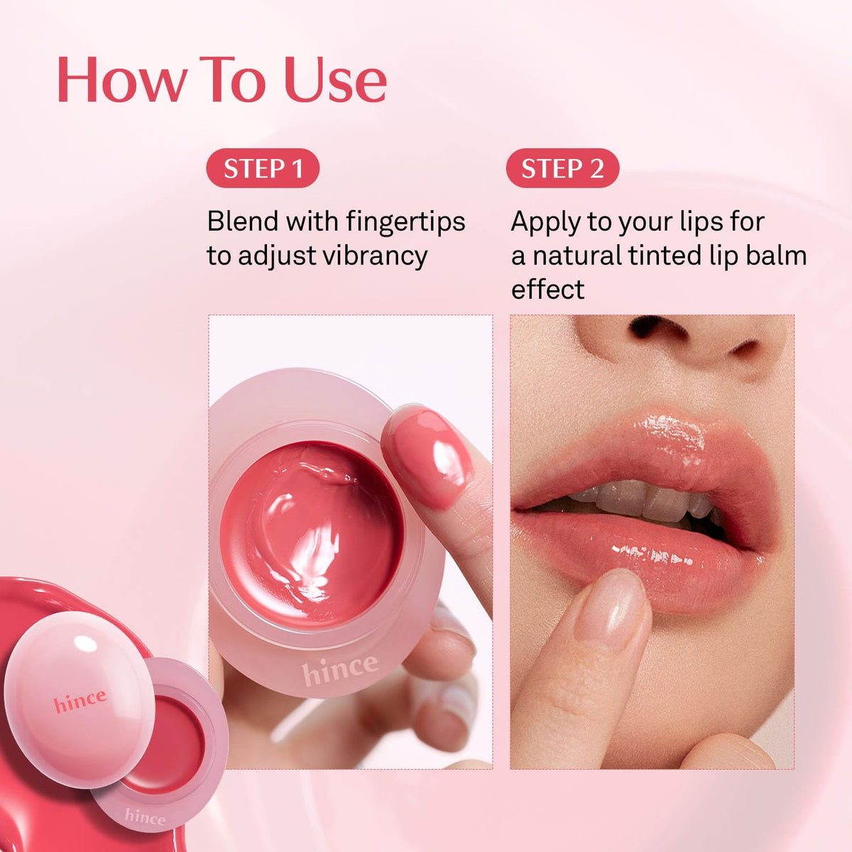 HINCE Raw Glow Dewy Ball Tinted Lip Balm Ginger Peach with packaging