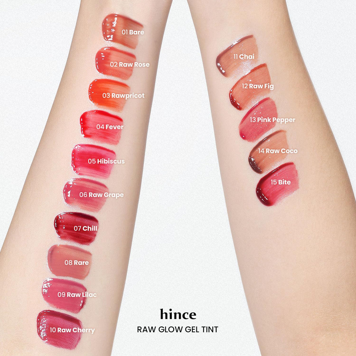 HINCE Raw Glow Lip Tint Chill 07 with other makeup products