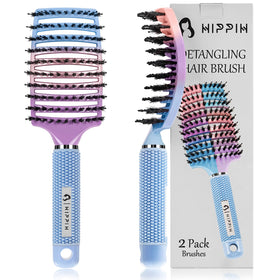 HIPPIH Boar Bristle Hair Brush Set of 2 front view